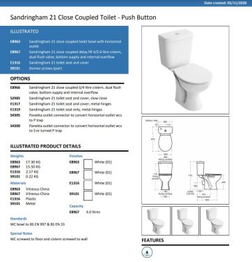 Click Here To Enlarge This Photo Of Armitage Shanks Sandringham 21 Close Coupled Toilet Pack with Standard Seat Push Button