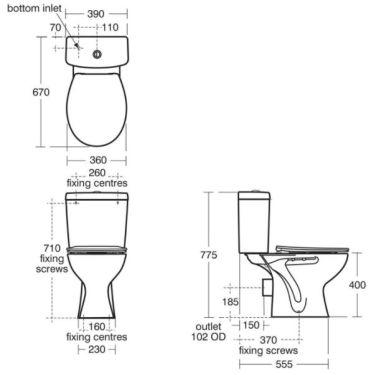 Click Here To Enlarge This Photo Of Armitage Shanks Sandringham 21 Close Coupled Toilet Pack with Standard Seat Push Button