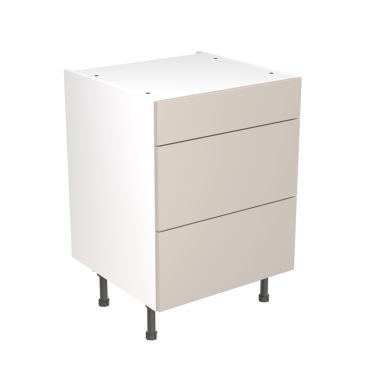 Click Here To Enlarge This Photo Of Kitchen Kit Flatpack Slab Super Gloss Light Grey 600 Base Unit 3 Drawer - FKKF0206