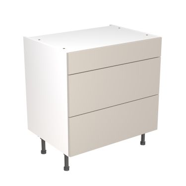 Click Here To Enlarge This Photo Of Kitchen Kit Flatpack Slab Super Gloss Light Grey 800 Base Unit 3 Drawer - FKKF0207