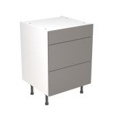 Kitchen Kit Flatpack Slab Super Gloss Dust Grey 600 Base Unit 3 Drawer - FKKF0306
