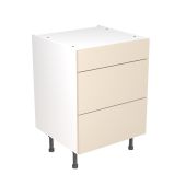 Kitchen Kit Flatpack Slab Ultra Matt Cashmere 600 Base Unit 3 Drawer - FKKF0606