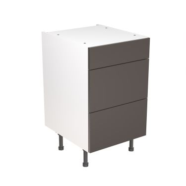Click Here To Enlarge This Photo Of Kitchen Kit Flatpack Slab Ultra Matt Graphite 500 Base Unit 3 Drawer - FKKF0941