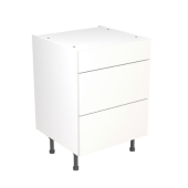 Kitchen Kit Value Slab Matt White 600 Base Unit 3 Drawer - FKKM1006
