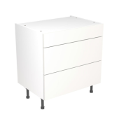 Kitchen Kit Value Slab Matt White 800 Base Unit 3 Drawer - FKKM1007
