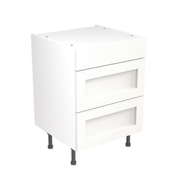 Click Here To Enlarge This Photo Of Kitchen Kit Flatpack Shaker Ultra Matt White 600 Base Unit 3 Drawer - FKKH0506