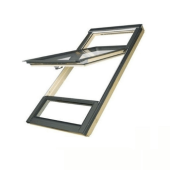 FAKRO FDY-V Duet proSky High Pivot Roof Windows with Raised Axis of Rotation in Natural Pine