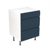 Kitchen Kit Flatpack J Pull Ultra Matt Indigo Blue 600 Base Unit 3 Drawer - FKKJ1306