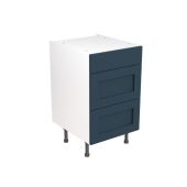 Kitchen Kit Flatpack Shaker Ultra Matt Indigo Blue 500 Base Unit 3 Drawer - FKKH1341