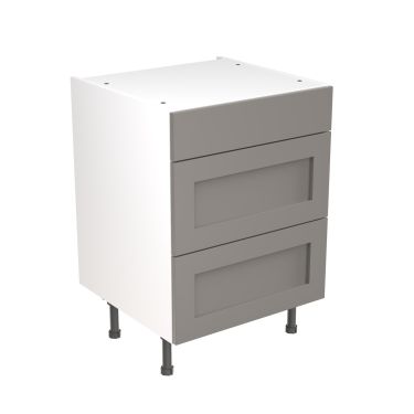 Click Here To Enlarge This Photo Of Kitchen Kit Flatpack Shaker Ultra Matt Dust Grey 600 Base Unit 3 Drawer - FKKH0806