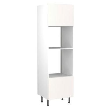 Click Here To Enlarge This Photo Of Kitchen Kit Value Slab Matt White 600 Tall Unit Oven & Microwave - FKKM1032