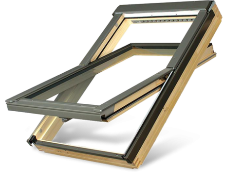 Click Here To Enlarge This Photo Of FAKRO FTP-V P2 16 55x118 Natural Pine Centre Pivot Roof Window