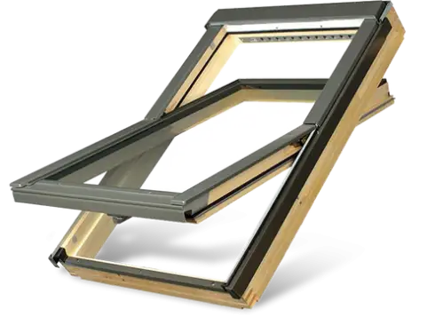 Click Here To Enlarge This Photo Of FAKRO FTP-V P2 16 55x118 Natural Pine Centre Pivot Roof Window