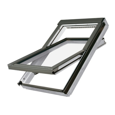 Click Here To Enlarge This Photo Of FAKRO FTU-V P2 16 55x118 White PU Coated Pine Centre Pivot Roof Window
