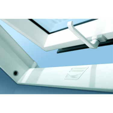 Click Here To Enlarge This Photo Of FAKRO FTU-V P2 16 55x118 White PU Coated Pine Centre Pivot Roof Window