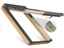 FAKRO FPP-V P2 02 55cm x 98cm Safety Double Glazed Top Hung and Pivot Dual Function Roof Windows in Natural Pine - 875B02
