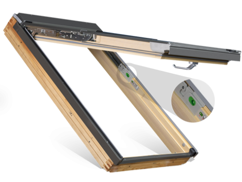 Click Here To Enlarge This Photo Of FAKRO FPP-V P2 06 78cm x 118cm Safety Double Glazed Top Hung and Pivot Dual Function Roof Windows in Natural Pine - 875B06