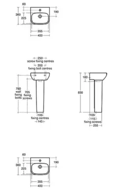 Click Here To Enlarge This Photo Of Ideal Standard I&period;Life A 40cm Handrinse Basin 1 Tap Hole E246101
