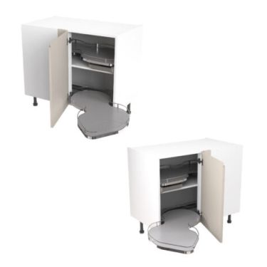 Click Here To Enlarge This Photo Of Kitchen Kit Flatpack Value Slab Matt Matt Light Grey 1000 Base Unit With Dual-Handed Nuvola Blind Corner - FKKM1265
