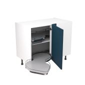 Kitchen Kit Flatpack Shaker Ultra Matt Indigo Blue 1000 Base Unit With Dual-Handed Nuvola Blind Corner - FKKH1365