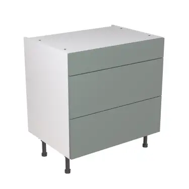 Click Here To Enlarge This Photo Of Kitchen Kit Flatpack Slab Ultra Matt Sage Green 800 Base Unit 3 Drawer - FKKF1107