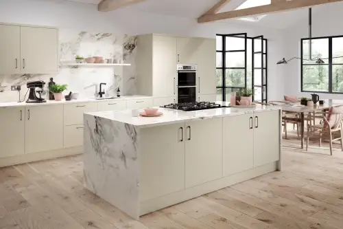 Click Here To Enlarge This Photo Of Firbeck Slab Style Kitchen Doors and Drawers in Super Matt Cashmere by BA Components