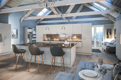 Click Here To Enlarge This Photo Of Firbeck Slab Style Kitchen Doors and Drawers in Super Matt Light Grey by BA Components
