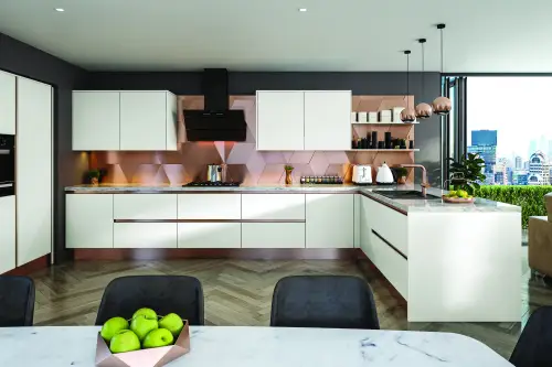 Click Here To Enlarge This Photo Of Firbeck Slab Style Kitchen Doors and Drawers in Super Matt White by BA Components