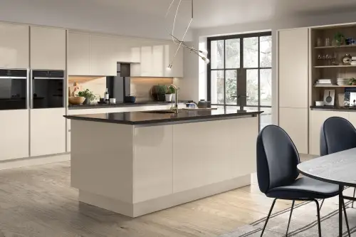 Click Here To Enlarge This Photo Of Firbeck Slab Style Kitchen Doors and Drawers in Super Gloss Cashmere by BA Components
