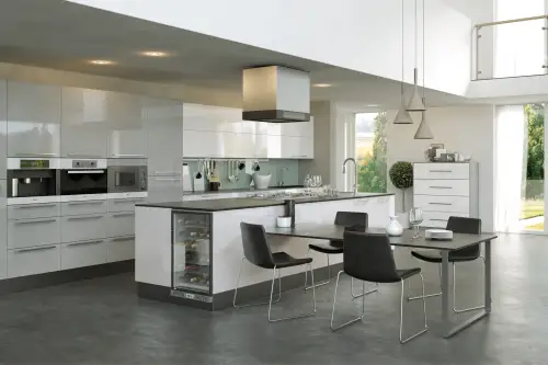Click Here To Enlarge This Photo Of Firbeck Slab Style Kitchen Doors and Drawers in Super Gloss Light Grey by BA Components