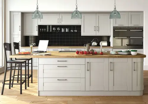 Click Here To Enlarge This Photo Of Wilton Shaker Style Kitchen Door and Drawer Fronts Oakgrain Finish in White