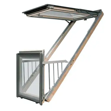 Click Here To Enlarge This Photo Of FAKRO Natural Pine Balcony Roof Window FGH-V P2 CA 78x255