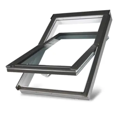 Click Here To Enlarge This Photo Of FAKRO PTP-V P2 02 55x98 White PVC Centre Pivot Roof Window