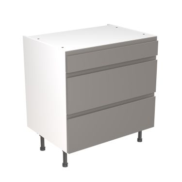 Click Here To Enlarge This Photo Of Kitchen Kit Flatpack J Pull Super Gloss Dust Grey 800 Base Unit 3 Drawer - FKKJ0307