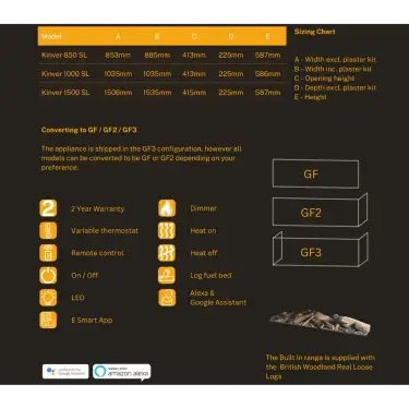 Click Here To Enlarge This Photo Of Aura Fires Kinver 1500 SL Built-in Electric Fireplace with 11 Flame Effects
