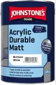 5L Johnstone’s Trade Acrylic Durable Matt Brilliant White
