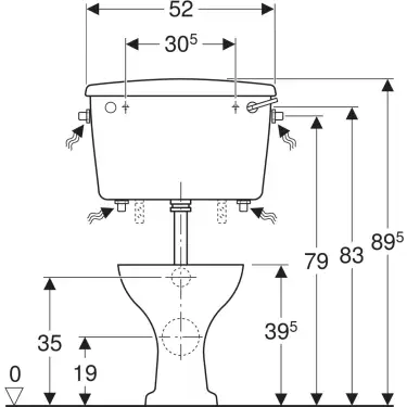 Click Here To Enlarge This Photo Of Twyford Classic floor-standing WC S Trap for low level exposed cistern CC1131WH