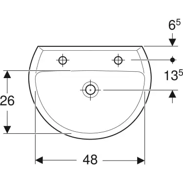 Click Here To Enlarge This Photo Of Twyford Alcona Washbasin 2 Tap Hole 50 cm  x 41cm- White Ar4112Wh