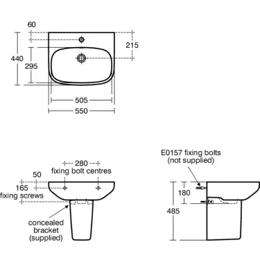 Click Here To Enlarge This Photo Of Ideal Standard I.Life A 55cm Washbasin, 1 Tap Hole with Overflow - E245801