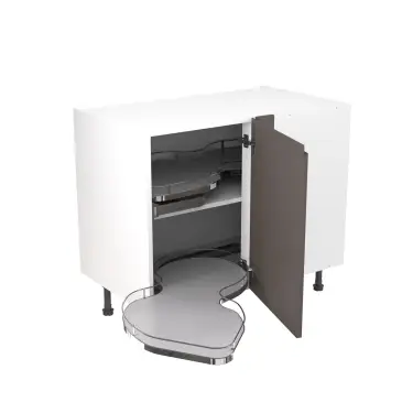 Click Here To Enlarge This Photo Of Kitchen Kit Flatpack J Pull Gloss Graphite 1000 Base Kitchen Cabinet With Dual-Handed Nuvola Blind Corner - FKKJ0465