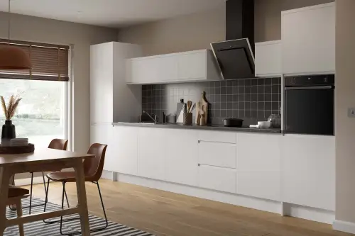 Click Here To Enlarge This Photo Of Kitchen Kit Flatpack J Pull Matt White 900 Base Kitchen Cabinet - FKKJ0571
