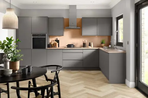 Click Here To Enlarge This Photo Of Kitchen Kit Flatpack J-Pull Matt Dust Grey 600 Single Extractor Wall Kitchen Cabinet - FKKJ0874