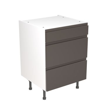 Click Here To Enlarge This Photo Of Kitchen Kit Flatpack J Pull Super Gloss Graphite 600 Base Unit 3 Drawer - FKKJ0406