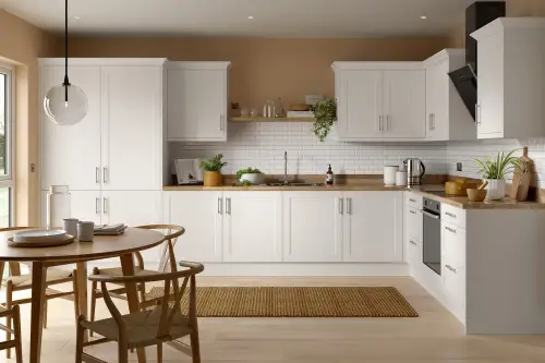 Click Here To Enlarge This Photo Of Kitchen Kit Flatpack Shaker Matt White 500 Short Bridging Wall Kitchen Cabinet - FKKH0573