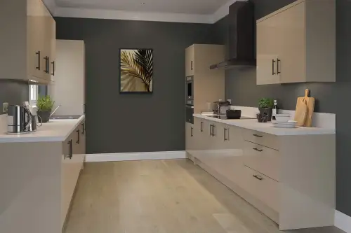 Click Here To Enlarge This Photo Of Kitchen Kit Flatpack Slab Gloss Cashmere 900 Boiler Housing Cabinet- FKKF0166