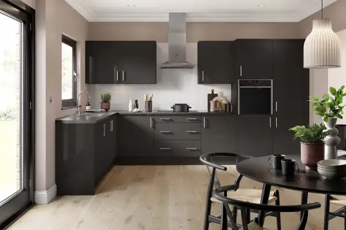 Click Here To Enlarge This Photo Of Kitchen Kit Flatpack Slab Gloss Graphite 900 Boiler Housing Cabinet- FKKF0466