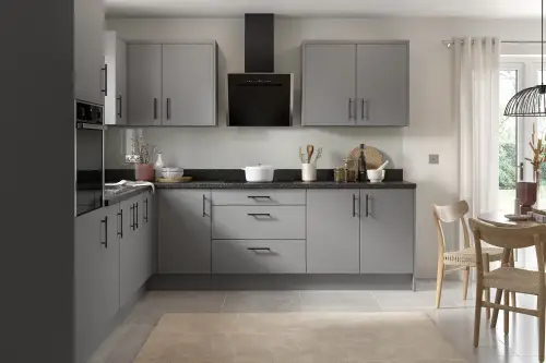 Click Here To Enlarge This Photo Of Kitchen Kit Flatpack Slab Matt Dust Grey 600 Single Extractor Wall Kitchen Cabinet - FKKF0874