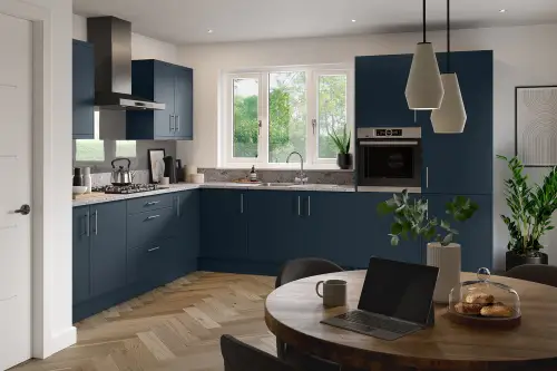 Click Here To Enlarge This Photo Of Kitchen Kit Flatpack Slab Matt Indigo Blue 900 Boiler Housing Cabinet- FKKF1366