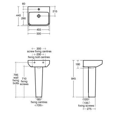 Click Here To Enlarge This Photo Of Ideal Standard I.Life B 50cm Washbasin 1 Taphole Visible Overflow - E256201