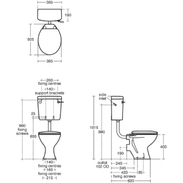 Click Here To Enlarge This Photo Of Armitage Shanks Sandringham 21 Low Level Toilet Side Inlet Cistern Standard Seat and Cover with Metal Hinges